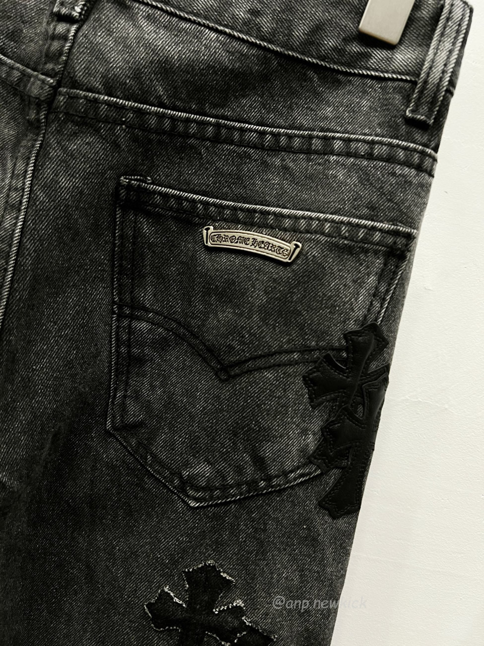 Chrome Hearts Black Grey Silver Cross Patch Jeans (3) - www.newkick.vip